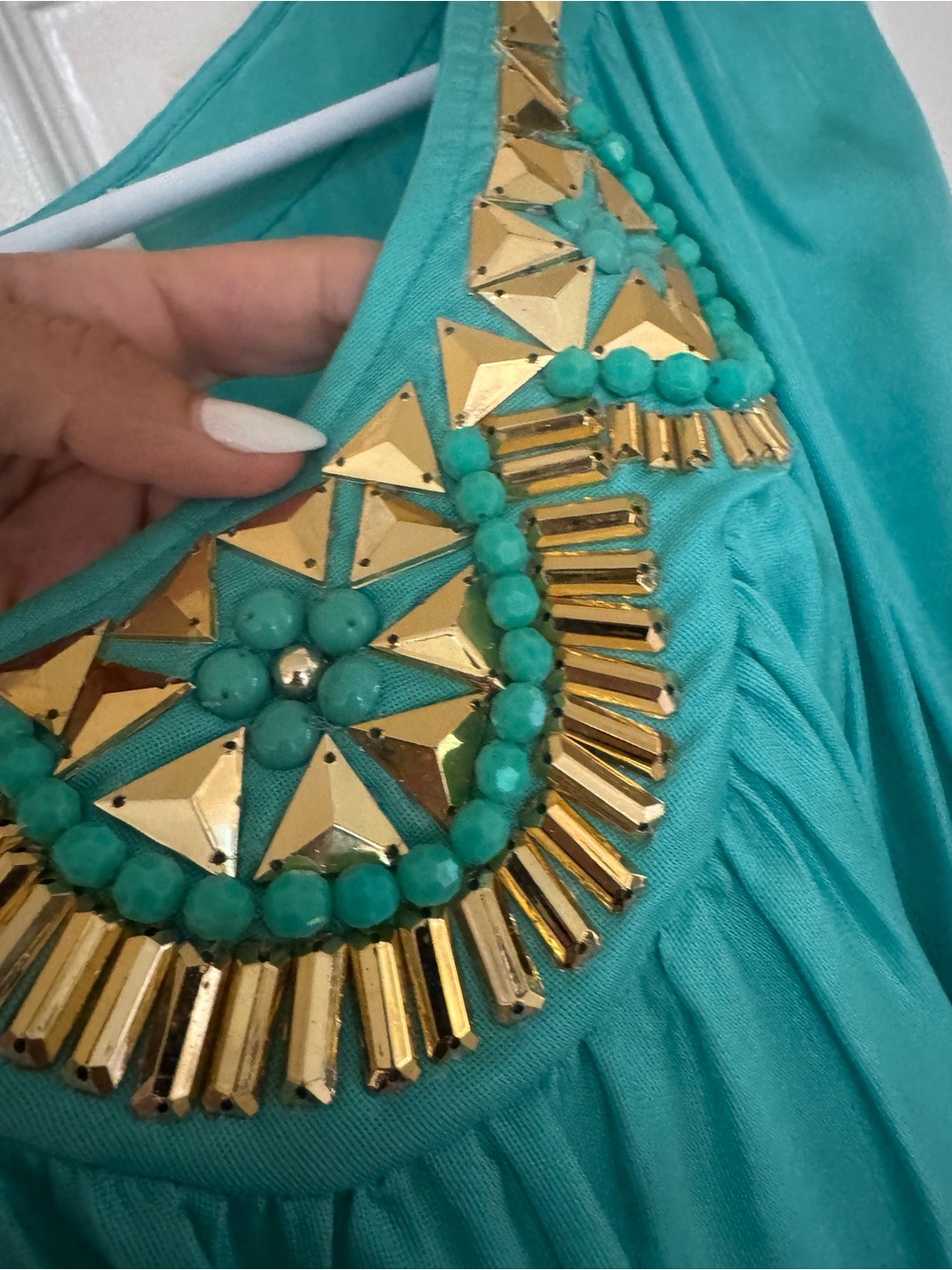 Milly Turquoise Beaded Scoop-Neck Tunic Teal - Picture 2 of 3